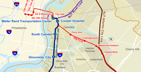 Glassboro-Camden Line Route Map